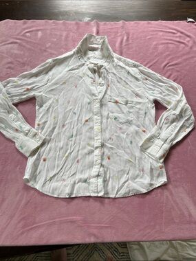 Rails White Button-Down Shirt with Multicolor Tiny Print